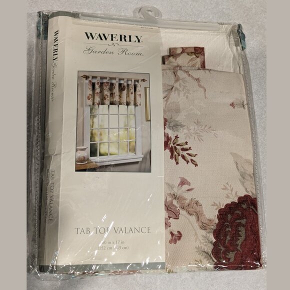 Vint. WAVERLY Garden Room Tab Top Valance 100% Cotton in Vintage Rose - Picture 4 of 4